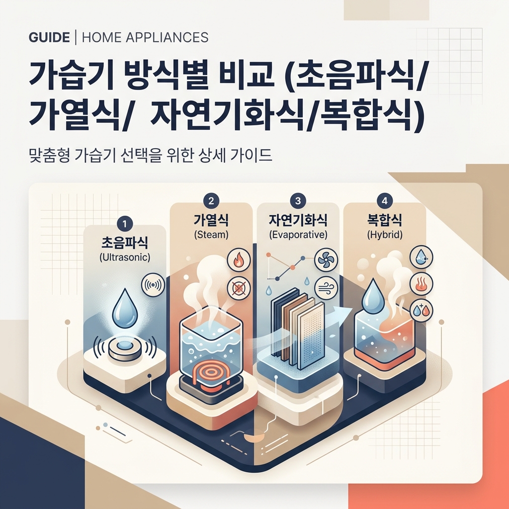 가습기 방식별 비교 (초음파식/가열식/자연기화식/복합식)